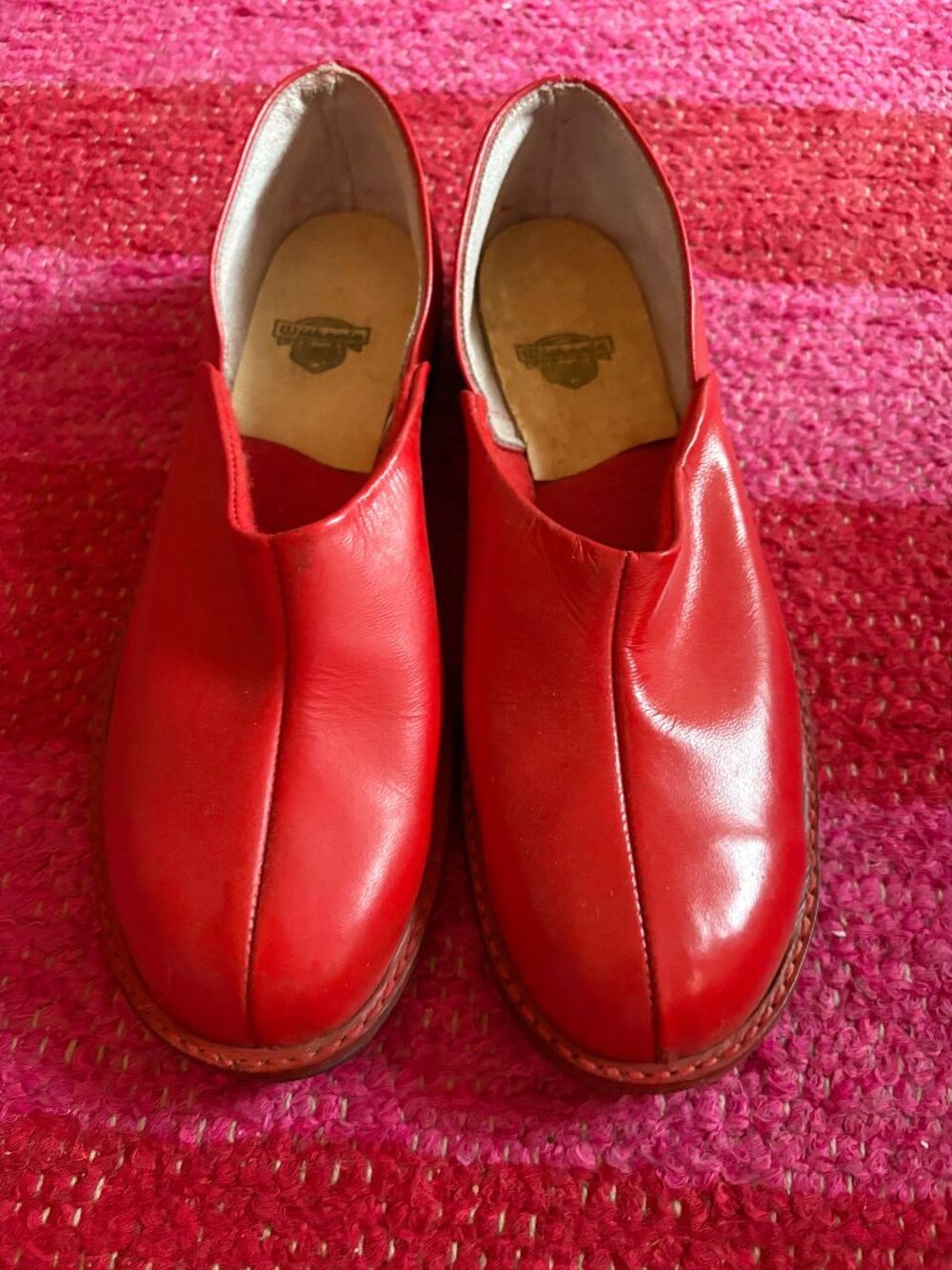 Rare Vintage Deadstock, 1940's Red Leather Shoes, Women's 40. Danish.